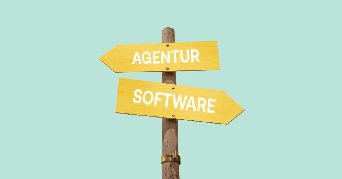 Richtungsweiser Schild Agentur oder Software