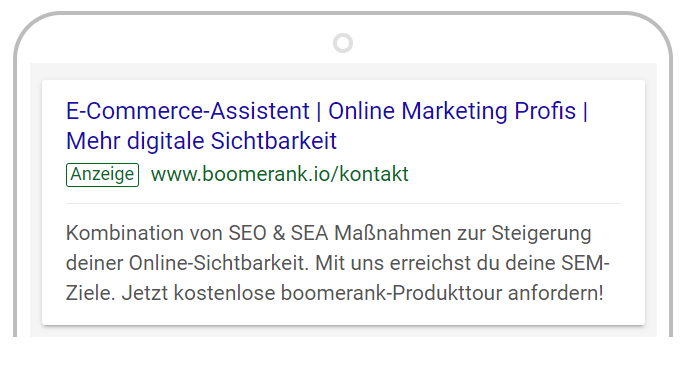 Example of a Google ad from Shopstory