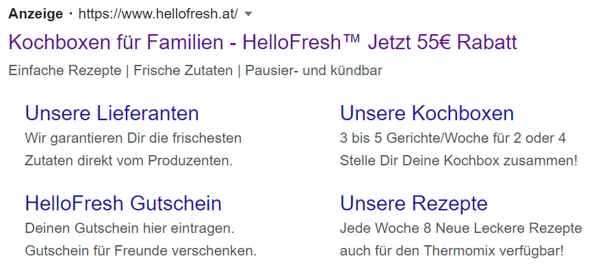 Beispiel Google Anzeige