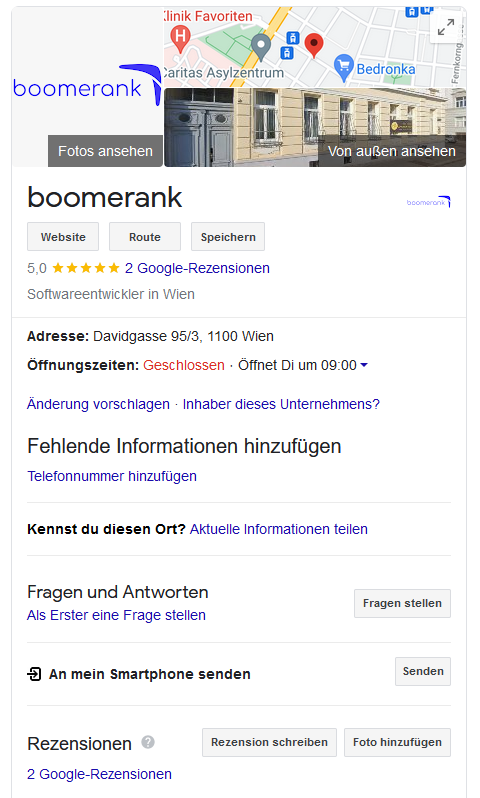 boomerank Google My Business Eintrag