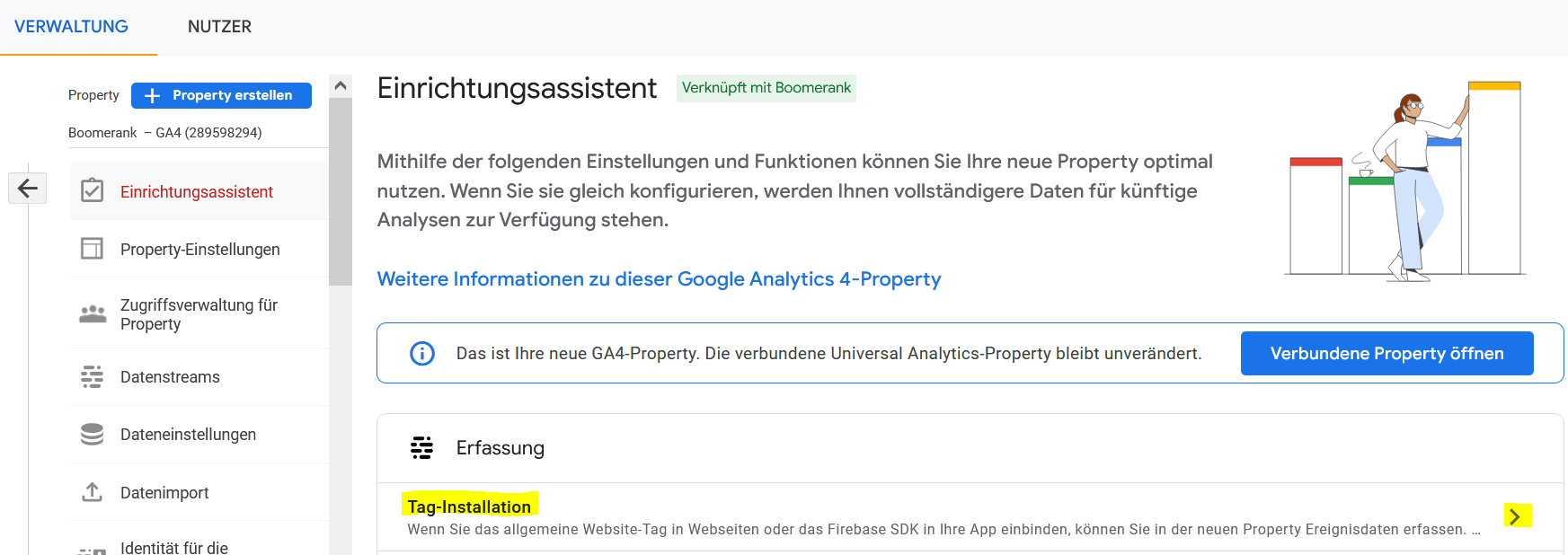 Klicke auf “Tag-Installation”
