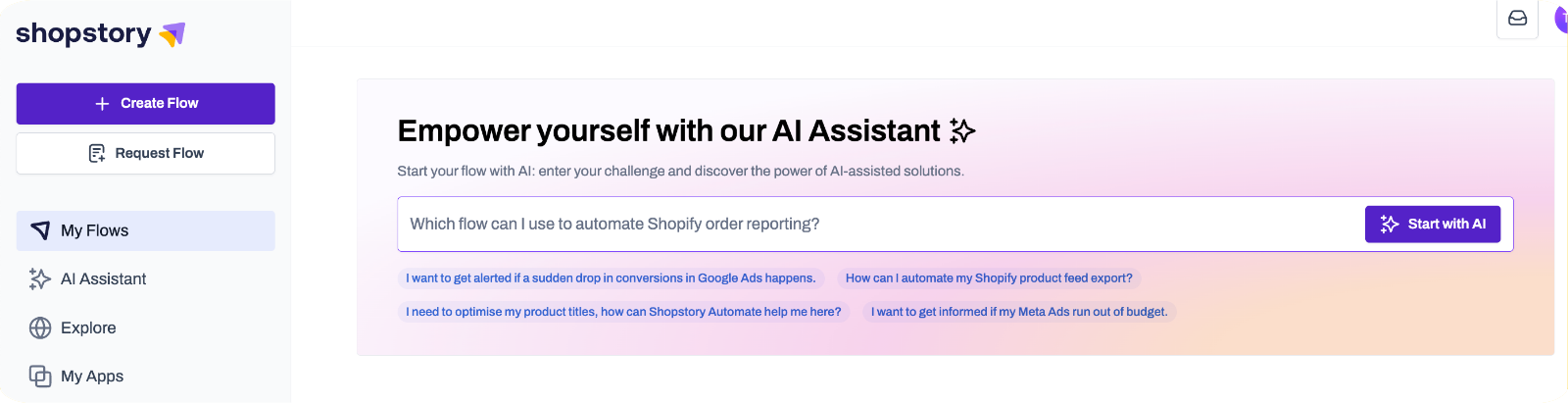 The AI Assistant in Shopstory software.