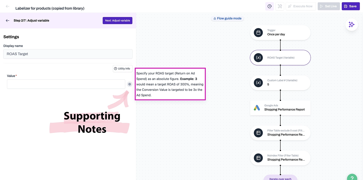 The supporting notes appear in a text box next to the circular indicator